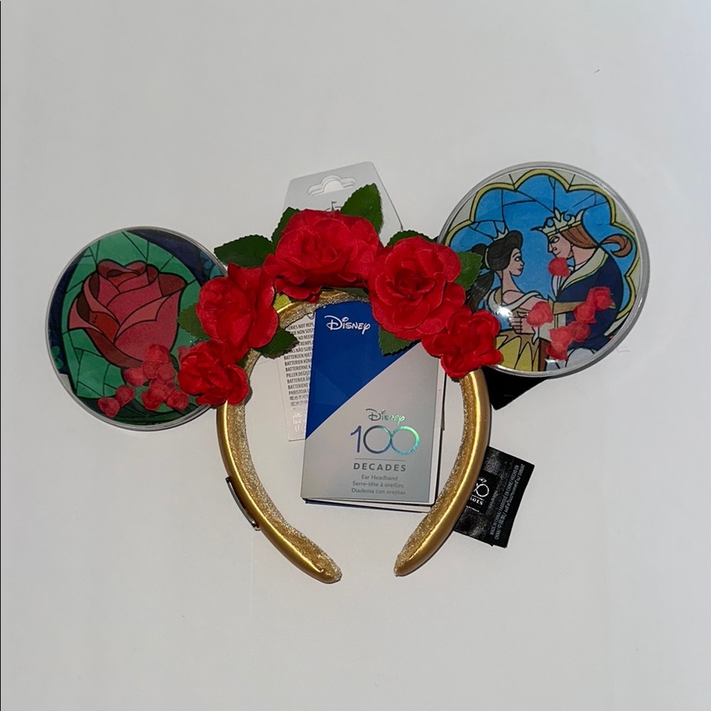 Disney Disney100 Decades Beauty and the Beast Light-Up Ear Headband Adults New
